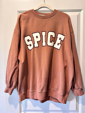 Rachel Parcell Graphic Oversized 🎃 “Spice” Sweatshirt in Brown Size Small